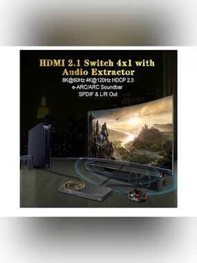 CORSAHD 8K@60Hz 4K@120Hz HDMI2.1 Switch 4 in 1 Out with Audio Extractor